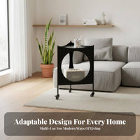 Rolling Corner Table with Cutouts Small Footprint Household Furniture for Adults