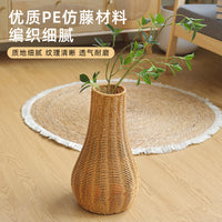 中式手工编织桌面插花瓶仿真装饰花器插花篮禅意鲜花花瓶套