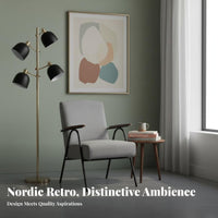 Nordic Design Upholstered Armchair with Metal Frame Retro Design Patterned Armchair with Metal Frame Geometric Pattern Accent Chair Ergonomic Back Support for Readers, Homeowners, Adults, Living Room, Balcony, Reading Nook, Bedroom