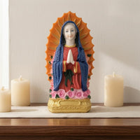 Tabletop Resin Figurine Rose Details Religious Decor Gold-Colored Base
