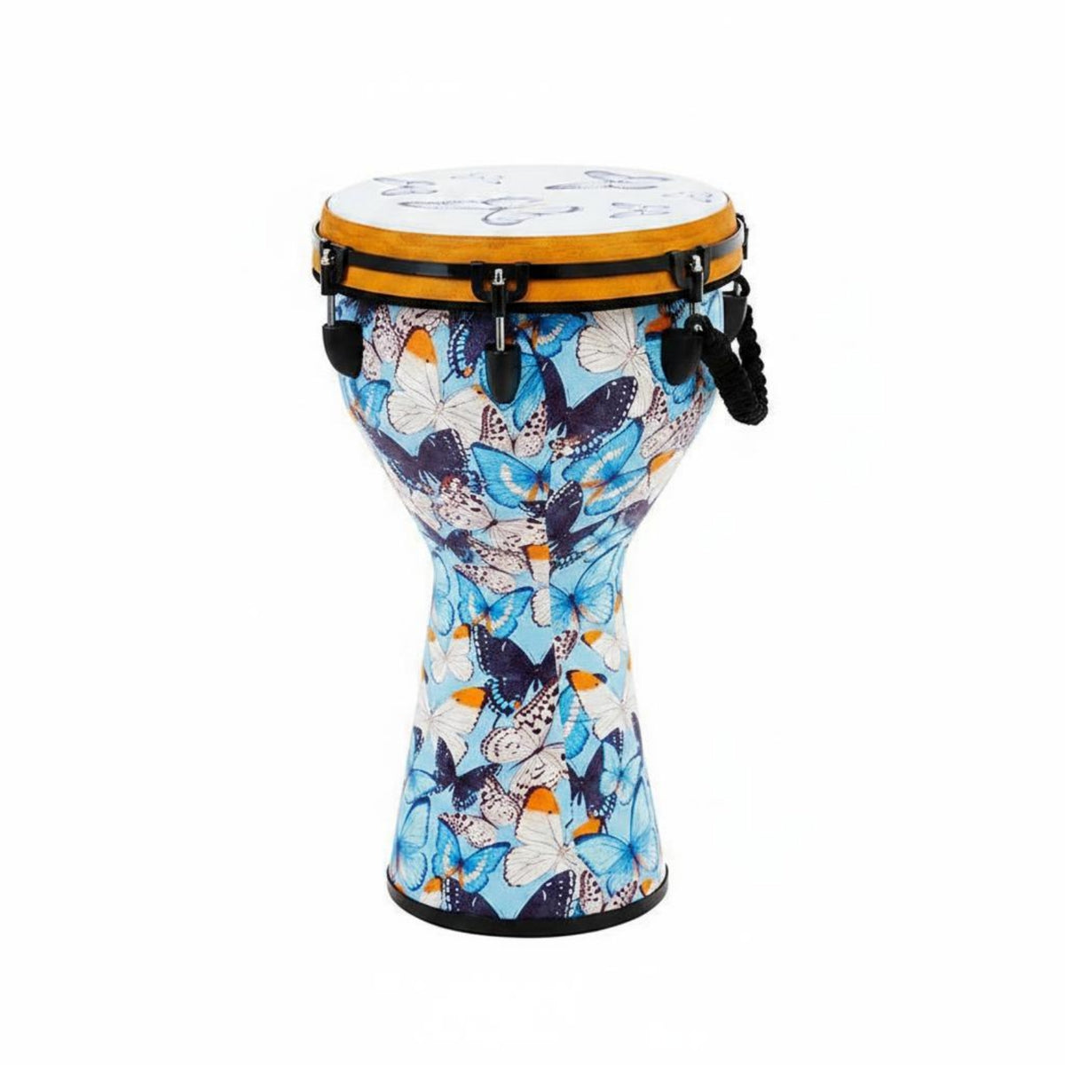 12 Inch Hand Drum  Professional Sound Butterfly Print Hand Drum Synthetic Leather Skin Head Portable   for Kids, Beginners, Performance
