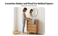 3-Drawer Rattan Chest of Drawers Japanese Design Home Furnishing Minimalist Aesthetic Long-Lasting Construction