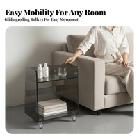 2-Tier Clear Cart Minimalist Design Utility Trolley with casters for Homeowners