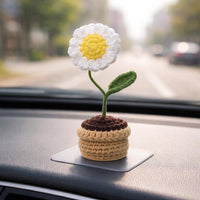 Crochet Flower Pot Maintenance Crocheted Potted Flower Gift Table Ornament for Office Desk, Living Space