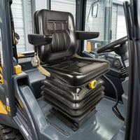 Cushioned Loader Seat with Vinyl Surface Heavy Duty Forklift Seat with Padded Backrest for Equipment Owners, Loaders, Forklifts