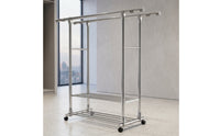 Extendable Clothes Drying Rack with Wheels Adjustable Double Rod Clothes Rack Space-Saving Heavy Duty for Balcony
