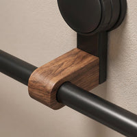 Hanging Rack Single Bar, Premium Walnut Wood Finish Towel Bar for Washroom, Punch Installation for Homeowner, Nordic Style Bathroom Storage