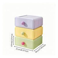 3 Pieces Desktop Drawer Storage Box Rounded Edges Desk Compact Storage Container