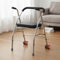 Height Adjustable Rollator Mobility Aid Foldable Wheeled Mobility Aid Anti-Slip Handles Walking Frame Stable Design for Rehabilitation