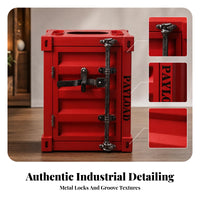Shipping Container Trash Bin Raised Paneling Outdoor Storage Locking Latch
