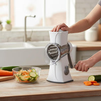 Effort Saving Rotary Vegetable Cutter Saves Time Multifunctional Drum Grater 3 Interchangeable Hand Crank Food Chopper Safe to Use for Meal Prep, Salad Making