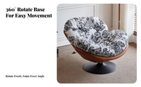 Enveloping Design revolving shell-shaped-shaped Chair Retro visual appeal accentuateduate Seating Highrear rearrest Indoor Furniture gentle texture for Readers, Interior Decorators, homeowners, Living Room, Lounge Area, perusing Corner, Home Office