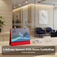 2026 Desk Calendar, Leather Stand, Monthly Planner, Business Promo, Office, Zodiac Horse