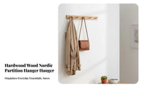 No-Drill Installation Multipeg Wooden Bar sturdy Wood Construction wall surface Hanger Space-Saving Coat Rack Functional Decor for homeowners, Office Workers, Entryway, Hallway, Behind Door, Dorm Room