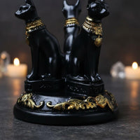 Bastet Figurine Gold Trim Feline Deity Statue Collectible for Desktop, Office