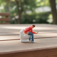1/64 Miniature Man on Toilet 1:64 Scale Scene Prop Figurine Tiny Model Figures for Tabletop Display