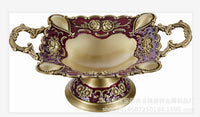 Luxury European Style Alloy Fruit Dish with Handles for Home and Hotel