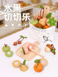 儿童过家家切水果蔬菜食物木质玩具男孩女孩早教益智魔术贴切切乐