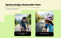 Adult cycling helmet, adjustable visor