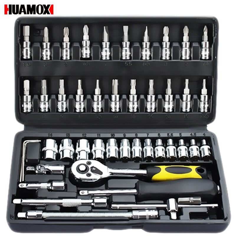 Socket Wrench Set with Ratchet and Toolbox, 150 Pieces, Multi-functional Auto Repair Kit