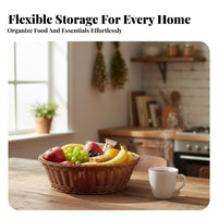 Round Woven Basket Versatile Imitation Wicker Basket Easy to Clean for Families
