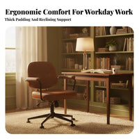 Height Adjustable Upholstered Rolling Chair 360-Degree Swivel Upholstered Rolling Armchair Ergonomic Design Office Furniture Tufted Upholstery for Home Workers, Students, Adults, Study Room, Workplace, Bedroom Desk Area