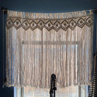 Macrame Tapestry with Wooden Rod Fringe Wall Tapestry Warm for Bedroom