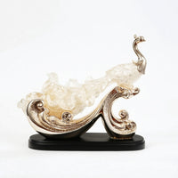 Peacock Figurine Translucent Sculpture with Base Textured for Art Collectors