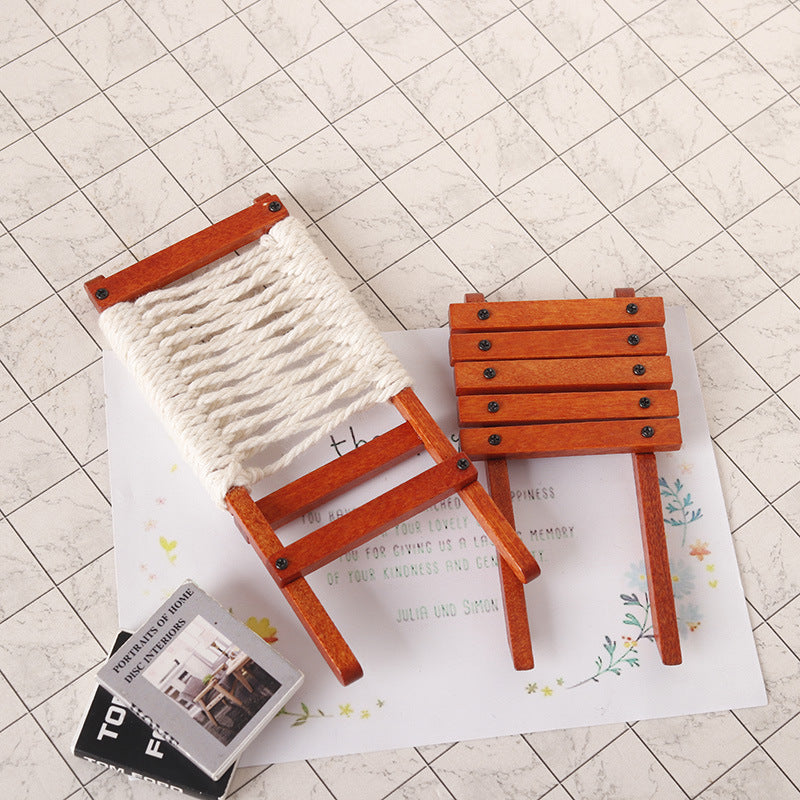 Miniature Leisure Chair with Backrest - 1:12 Scale Outdoor Dollhouse Furniture