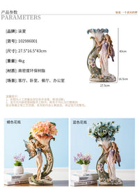 厂家现货欧式天使复古花瓶套装 树脂工艺品摆件结婚礼物批发代理