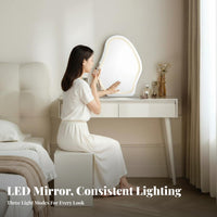Dressing Table Set with Lighted Mirror Nordic design Bedroom Furniture space-saving Design Includes Matching Stool for Teens