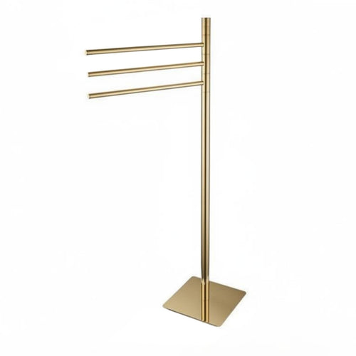 Stainless Metal Towel Rack Different Height Rods Rotating Towel Stand Compact Footprint Home Storage