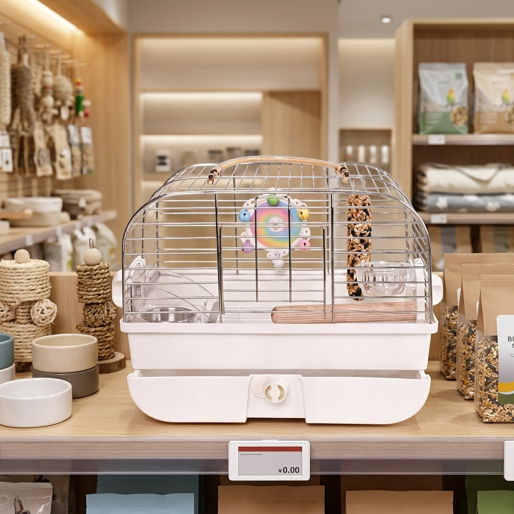 Portable Bird Carrier Travel Cage with Perch and Tray, 304 Stainless Steel Cage Breathable Design, Outdoor Pet Travel Shoulder Strap Backpack