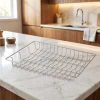 Wall Mounted Dish Rack with Drain Basket, Stainless Steel Rack with Fruit and Slicing Board Holder, Space Saving Modern Kitchen Storage