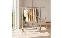 Floor-Standing Clothes Rack with Shelf Freestanding Garment Rack with Shelf Open Storage Minimalist for Bedroom, Laundry Room, Balcony, Entryway