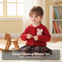 Girls Knitted Sweater Set, Princess Skirt, 2-Piece, Autumn Winter, New Year, Soft Fabric