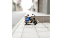 Crouching Woman Figure 1/64 Scale Mini Motorcycle Scene Realistic