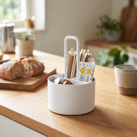 Countertop Utensil Organizer with Handle Easy to Clean Chopstick Container with Divider Long-Lasting Utensil Holder with Compartments Multi-Purpose for Dining Table