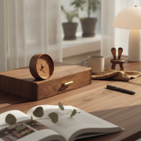 Walnut Desk Organizer with Drawer Wooden Desktop Storage Box with Drawer Sustainable Wood Desk Organizer for Students