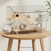 Large Hamster Cage with House Shape, Clear Acrylic Hamster House for Dwarf Hamsters, Easy to Clean Indoor Transparent Acrylic Hamster Cage