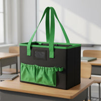Foldable File Folder Tote Heavy Duty Hanging File Folder Holder Document Storage Organizer with Pockets and Handles for Teachers, Students, Classroom