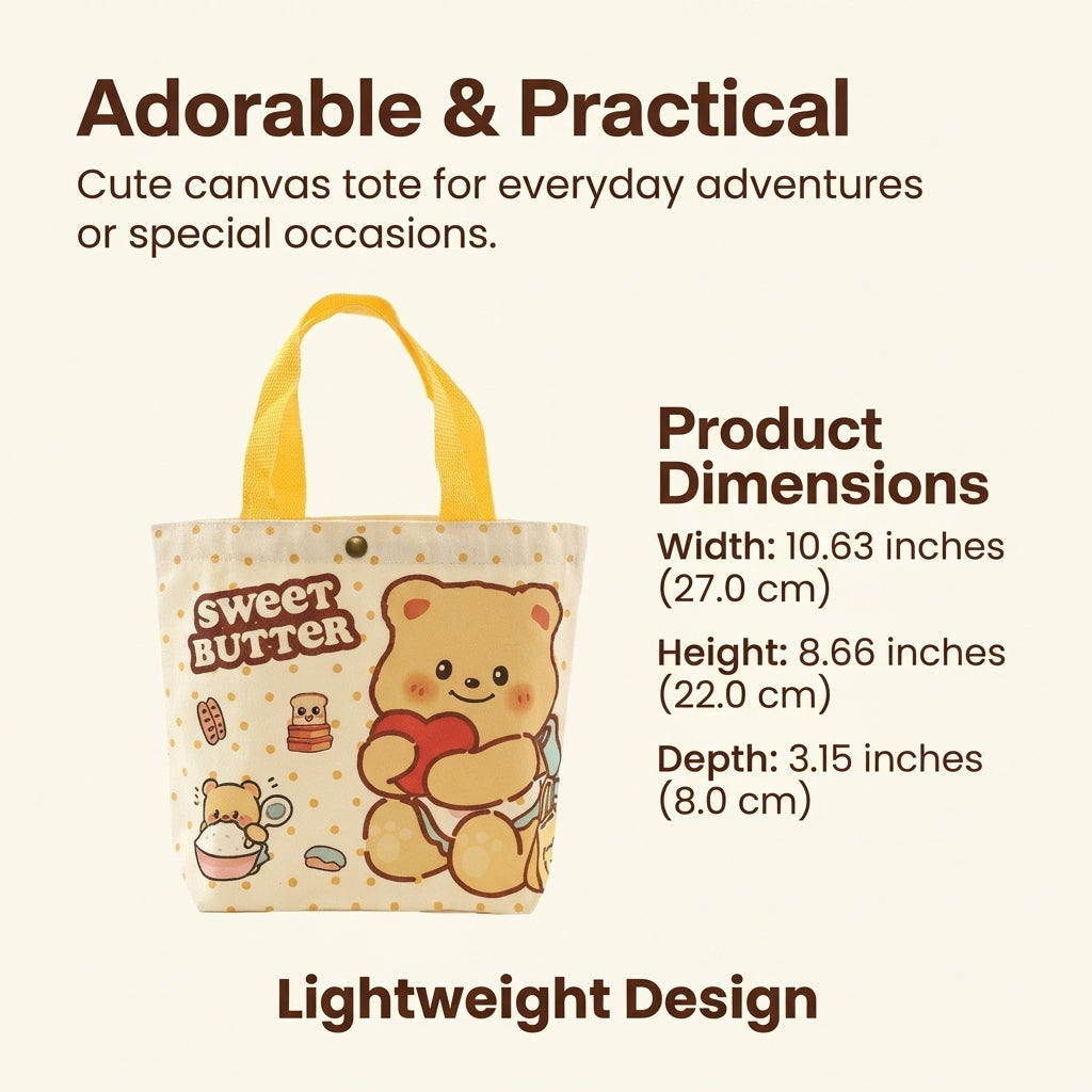 Canvas Tote Bag Party Favor for Babies Birthday, Cartoon Medium Size, Hand Carry for