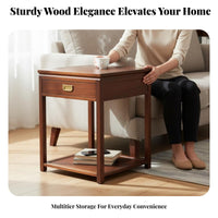 2-Tier Side Table with Drawer Timeless Design Household Furniture Accessible Shelf Easy Assembly for Parents, Students, Office