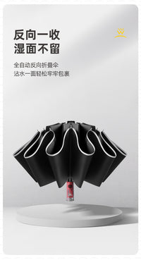 全自动机械反向反光折叠雨伞男女防回弹节节收遮阳晴雨两用伞大号 薄荷绿--反向节节收 105cm 机械缝合