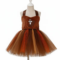 Squirrel Costume Dress Includes Headband Animal Outfit Soft Bodice Tulle Animal Dress for Girls, Halloween