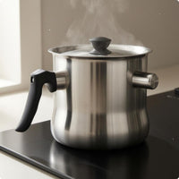 Milk Pot with Lid Long Handle Stainless Steel Milk Pot Even Heating Stainless Steel Saucepan for Kitchen