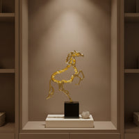 Horse Figurine with Metal Frame Tabletop Standing Horse Statue Modern for Office