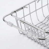 Square Drain Basket Kitchen Sink Drainer, 201 Stainless Steel Sink Strainer Dish Drain Rack, In-Sink Space Saving Wash Vegetables and Fruits