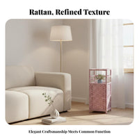 Woven Drum Table Multi-Functional Nightstand Space-Saving for Homeowners, Adults