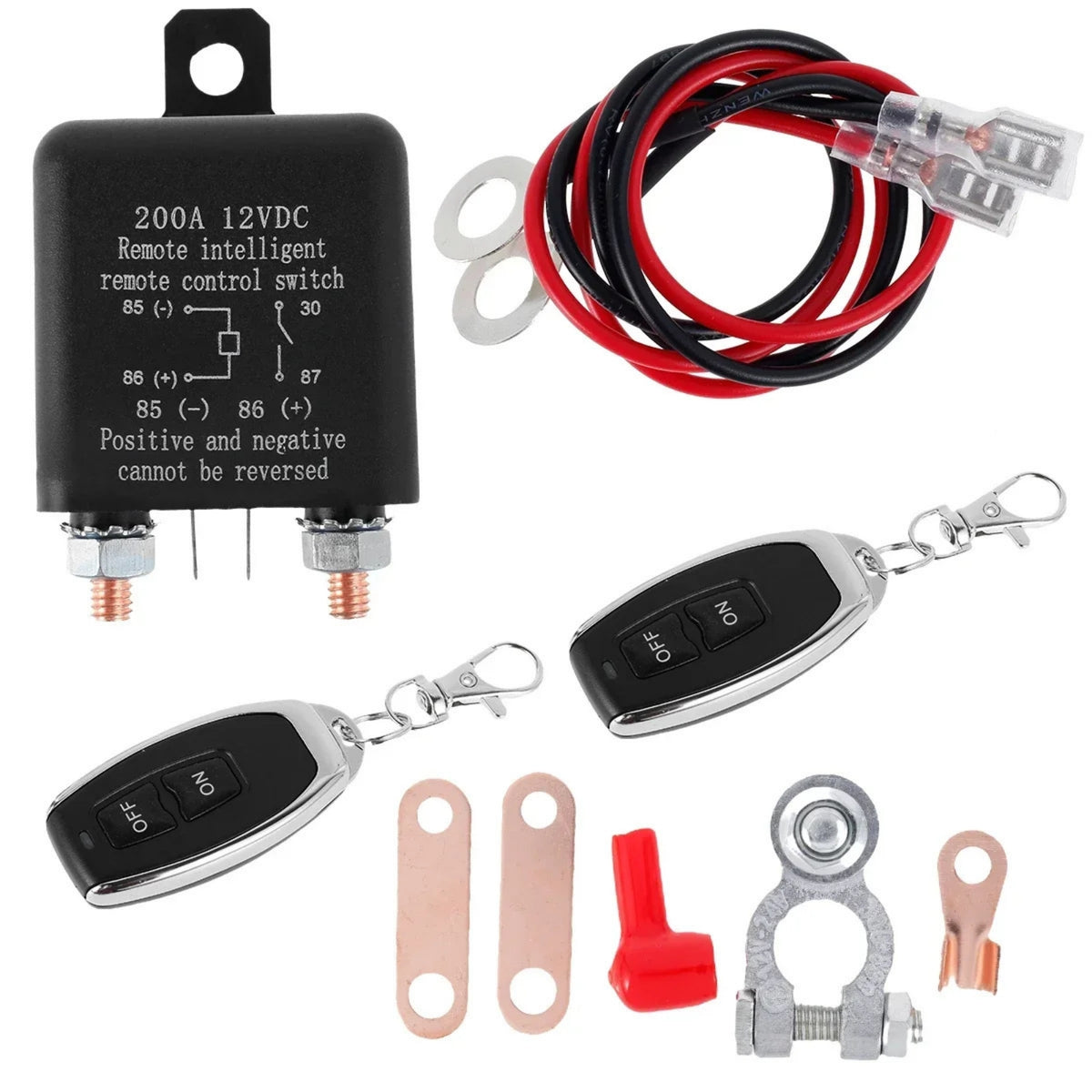 12V Battery Disconnect Switch with Remotes 200A Distant Battery Disconnect Switch Easy Installation Anti-Theft for Vehicles